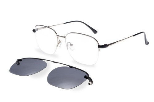 Yapen Silver okulary CLIP-ON  metalowe,  męskie