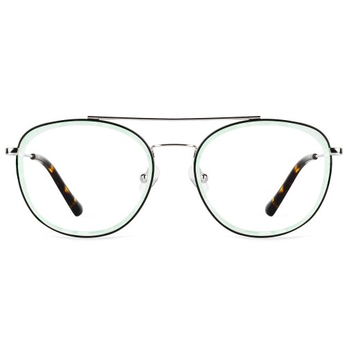 Uki Green/Silver okulary metalowe unisex